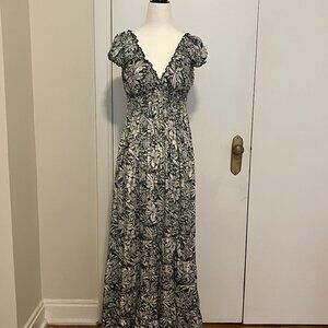 Floral Smocked Maxi Dress – Convertible Off-Shoulder or Cap Sleeve